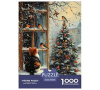Winter Window View Jigsaw Puzzles Puzzles for Adults Kids. 1000 Piece Interesting Impossible Challenge Toy Educational Games Home Decoration for Adults& Kids Age 14 Years Up 70x50cm/1000pcs