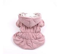 Winter Windproof Warm Cold-Proof Pet Dress Schnauzers Chihuahuas Pugs Poodles Hooded Jacket Floral Bubble Skirt,A,S