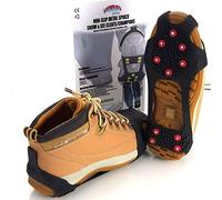 Winter Wise 10-STUD Ice Snow Grips, Anti Slip Winter Ice Grippers Universal Slip-on Stretch Fit Snow & Ice Spikes Traction Cleats Crampons (Medium)