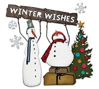 Winter Wishes Snowman Merry Christmas Metal Cutting Dies Set DIY Scrapbooking Embossing Stencils Card-Making,Album,Photo, Halloween Decoration Template Die-cuts DIY Paper Greeting Gift Cards