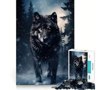 Winter Wolf 1000-piece Puzzle for Teenagers Focus Memory Game Professional Grade Cutting Relaxing Indoor Group Activity (38x52cm)