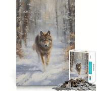 Winter Wolf Approaching Jigsaw for Adults1000 Pieces Mind Boost Game Seamless Fit Precise Pieces Relaxing Indoor Group Activity (50x75cm)