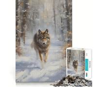Winter Wolf Approaching Jigsaw Puzzle 1000 Logic Thinking Play Expert Cutting Craftsmanship Quiet Time Mind Exercise at Home (38x26cm)
