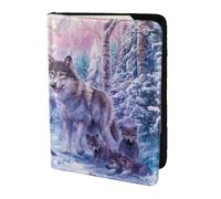 Winter Wolf Family Printed Passport Holder Cover 5.5 inches, Leather Passport Cover Case Travel Passport Wallet for Women Men