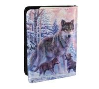 Winter Wolf Family Printed Passport Holder Cover, PU Leather Passport Cover Case Travel Passport Wallet for Women Men