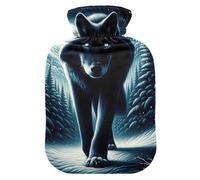 Winter Wolf Forest Dark Hot Water Bottle with Soft Cover Hand Feet Warmer Hot Water Bag for Hot and Cold Compress