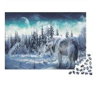 Winter Wolf Howl-fantasy Forest Scene 1000pc Jigsaw of Eco-friendly Board Colourful Jigsaws Snow Horse As A Fun And Challenging Family Game for Collectible Art 52x38cm/1000pcs