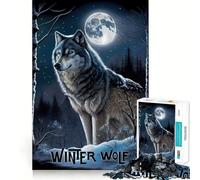 Winter Wolf Oil Paint Puzzles for Adults 1000 Pieces Mental Boost Play Neat Cut Perfect Alignment Bonding Activity for Loved Ones (38x52cm)