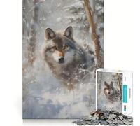 Winter Wolf Watch Adult Jigsaw1000 Pieces Cognitive Train Game Tight Interlock No Gaps Calming Mental Break Activity (38x52cm)