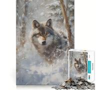 Winter Wolf Watch Jigsaw Puzzle1000 Pieces Thinking Skill Game Seamless Fit Precise Pieces Family Fun Night Activity (50x75cm)
