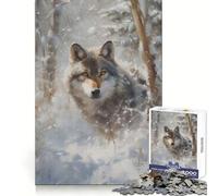 Winter Wolf Watch Jigsaw Puzzles for Adults 1000 Piece Mental Workout Quiet Enjoyment Xmas Gift (38x52cm)