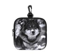 Winter Wolf's Blue Eyes, Coin Purse Square Zipper Storage Bag, Change Pouch with Lobster Buckle Clasp Buckle, Change Purse
