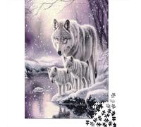 Winter Wolves Family Jigsaw Puzzles Artistic Wildlife Scene Challenge Toy Educational Games Home Decoration for Adults& Teenager Age 14 Years Up 52x38cm/1000pcs