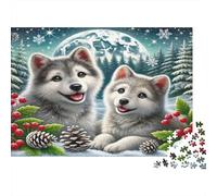 Winter Wolves Scene Jigsaw Puzzle for Teens 14+ 1000 Pieces Holiday Puzzle Activity Eco-friendly Paper 52x38cm/1000pcs
