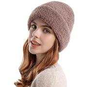Winter Women Knitted Beanie Hat Unisex Plush Knit Cuffed Pullover Cap Soft Fleece Liner Crochet Hat Warm Chunky Cap Fuzzy Plush Beanie Ladies Stretchy Skull Cap Outdoor Riding Skiing Cap for Men Women
