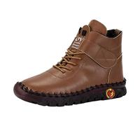 Winter Women's Ankle Boots Lace Up Comfortable Warm Short Shoes for Ladies Stylish Foreign Trade Footwear Ideal for Casual and Outdoor Activities (Brown, 5.5)