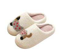 Winter Women's Fuzzy Cat Print Open Toe Flat Slides Cozy Indoor Home Footwear Comfortable Slippers For Fall Winter Seasons (Brown, 3. 5)