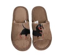 Winter Women's Print Fuzzy Slippers Cozy Open Toe Indoor Slides Comfortable Flat Home Footwear For Fall Winter Seasons (Brown, 6. 5)