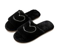 Winter Womens Slippers Soft Fuzzy Sliders Anti-Skid Sole with Cozy Faux Solid Color Plush House Slides Halloween/Christmas Printed Black