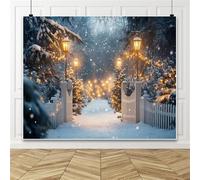 Winter Wonderland Backdrop 10x8ft Winter Christmas Snowy Forest Snowflake Fence Photography Background Snow Scene Xmas Holiday Party Backdrop New Year Photo Banner