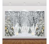 Winter Wonderland Backdrop 7x5ft Christmas Winter Snow Forest Snowflake Photography Background Xmas Tree Christmas Party Backdrop Xmas Holiday New Year Party Decorations Banner