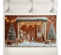 Winter Wonderland Backdrop, Cozy Rustic Christmas Scene Decorations, Snowy Cabin Photo Background for Holiday Parties and Seasonal Events 71x43 Inch