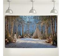 Winter Wonderland Backdrop, Snowy Forest Scene with Snow Man, Cozy Holiday Party Decorations, Perfect for Christmas and New Year Photo Booths 71x43 Inch