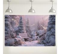 Winter Wonderland Backdrop, Snowy Forest Scene with Snow Man, Cozy Indoor/Outdoor Photography Background for Holiday Parties and Winter Events 71x43 Inch