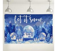 Winter Wonderland Backdrop, Snowy Forest Scene with Snowmen and Penguins, Holiday Photography Background for Christmas and New Year Parties 71x43 Inch