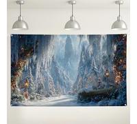 Winter Wonderland Backdrop, Snowy Forest Scenic Background for Holiday Party Decorations, Christmas Photography Props 71x43 Inch