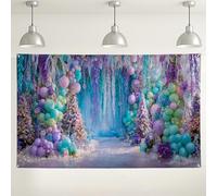 Winter Wonderland Balloon Backdrop, Pastel Colorful Party Decorations, Magical Photo Background for Birthday and Holiday Celebrations 71x43 Inch