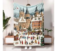 Winter Wonderland Blanket, Snowy Village Scene Throw Blanket, Lightweight Soft Plush Fleece for Holiday, Home Decor, Camping, All Season 40x50 Inch
