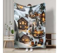 Winter Wonderland Blanket, Soft Cozy Cottage Décor Throw Blanket, Christmas-Themed Flannel Wrap for Sofa, Bed, All Seasons 60x80 Inch