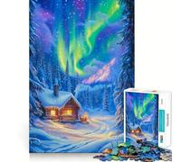 Winter Wonderland Cabin Jigsaw Puzzles1000 Pieces Brain Recall Game Premium Laser Cut Quality Absorbing Activity for Quiet Nights (50x75cm)