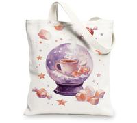 Winter Wonderland Canvas Tote Bags, Cute Snow Globe Design Reusable Grocery Bags, Lightweight Washable Shoulder Strap Canvas Bags for Gym Outdoor Travel Beach Picnic 13x15 Inch