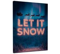 Winter Wonderland Canvas Wall Art, Blue White Holiday Decor, Christmas Aesthetic Prints for Living Room, Bedroom, Office, Wrapped Canvas 12x16 Inch