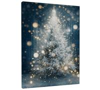 Winter Wonderland Canvas Wall Art, Blue White Snowy Tree Prints, Festive Home Decor for Living Room, Bedroom, Holiday, Wrapped Canvas 8x12 Inch