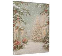 Winter Wonderland Canvas Wall Art, Green Red Holiday Tree Prints, Cozy Christmas Wall Decor for Living Room, Bedroom, Hallway, Seasonal Home Aesthetic 8x10 Inch