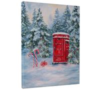 Winter Wonderland Canvas Wall Art, Red Green Holiday Post Box Print, Festive Wall Decor for Living Room, Bedroom, Office, Cozy Home Aesthetic 8x12 Inch