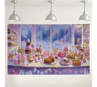 Winter Wonderland Dessert Backdrop, Sweet Treats Cute Party Decorations, Violet Snowy Cake Background for Photography Birthday Celebration 71x43 Inch