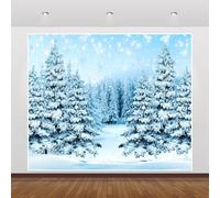 Winter Wonderland Forest Photography Backdrop 10x8ft White Snowy Pine Forest Snowflake Merry Christmas Decorations Backdrop Winter Theme Xmas Happy New Year Holiday Party Background Banner Supplies