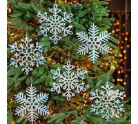 Winter Wonderland Frozen Birthday Party Decoration Large Snowflake Ornament Clearance- 6pcs 11.8”Large Iridescent Hanging Snowflakes Christmas Ornaments for Christmas Tree Outdoor Xmas Decor Supplies