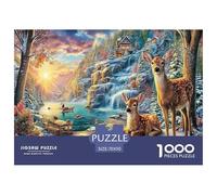 Winter Wonderland Fun And Challenging Family Game 1000 Pieces Puzzle -Deer (winter Stream) for Adults Kids Great Gift Idea70x50cm/1000pcs