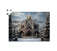 Winter Wonderland, High Archs In Snow And Holly, Vray Tracing: Festive Gothic Revival Castle Wooden Jigsaw Puzzle 1000 Pieces
