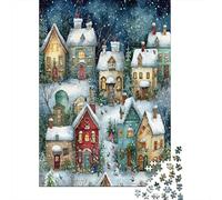 Winter Wonderland Jigsaw Puzzles Houses Challenge Toy Educational Games Home Decoration for Adults& Teenager Age 14 Years Up 38x26cm/1000pcs