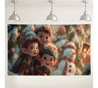 Winter Wonderland Kids Backdrop, Cute Faerie Characters Festive Party Decorations, Snowy Scene Indoor/Outdoor Photography Background for Holiday Celebrations 71x43 Inch