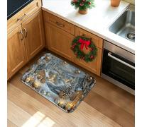 Winter Wonderland Kitchen Mats for Floor, Cozy Cabin Snowy Scene Soft Mats, Holiday Cushioned Comfort Washable Non Slip Decor Rugs for Kitchen Sinks Laundryroom Bathroom 16x24 Inch
