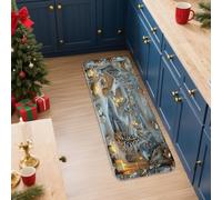 Winter Wonderland Kitchen Mats for Floor, Cozy Cabin Snowy Scene Soft Mats, Holiday Cushioned Comfort Washable Non Slip Decor Rugs for Kitchen Sinks Laundryroom Bathroom 16x47 Inch