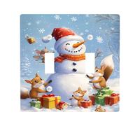 Winter Wonderland Light Switch Cover Plate/Outlet Covers, Snowman and Squirrels Theme, Holiday Decor, Thermoplastic Wall Plates, Standard Size Double Toggle