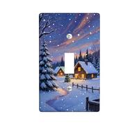 Winter Wonderland Light Switch Cover Plate/Outlet Covers, Snowy Cabin Scene for Holiday Decor, Thermoplastic Wall Plates, Standard Size Single Toggle